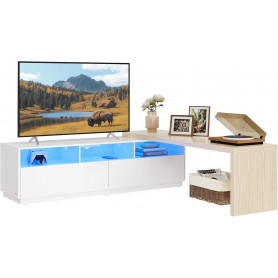TV-bänk Justerbar 162–270×39×41 cm LED Belysning Eluttag USB Fjärrk...