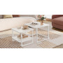 Soffbord 2 Set Glass Skiva Inbyggd LED-belysning - Vit