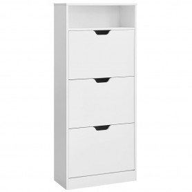 Tunn Skoskåp Doldförvaring till 14-18 Par Skor med Öppen Fack, Vit ...