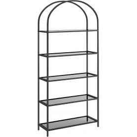 Bokhylla Båge Stil Glashyllor Svart 83 x 30,2 x 183,5 cm