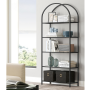 Bokhylla Båge Stil Glashyllor Svart 83 x 30,2 x 183,5 cm