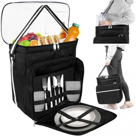 Picknick axelväska 28l - Kylväska- Svart