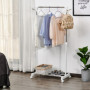 Höjdjusterbar Klädställning med Hylla, Krokar och Hjul – 68,5 cm