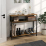 Konsolbord i Industriell Stil med Förvaringshyllor – Brun och Svart – 100 x 29,5 x 90 cm