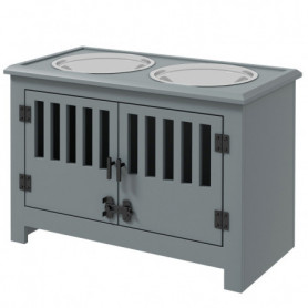 Hundskål Station med Förvaringsskåp Grå Trä 55 x 25 x 27 cm