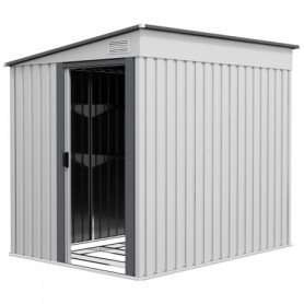 Redskapsbod i Galvaniserat Stål med Hyllor och Skjutdörr – Grå – 15...