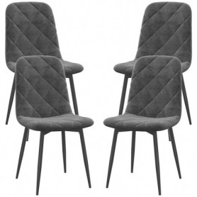 Matstolar 4-pack Sammetslook Vadderad Mörkgrå