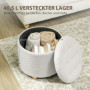 Rund Pall med Förvaringsutrymme Teddy Fleece Vit