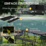 Picknickbord med Rottingdesign – Bord & 2 Bänkar – 180 x 74 x 74 cm Svart