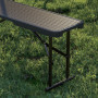 Picknickbord med Rottingdesign – Bord & 2 Bänkar – 180 x 74 x 74 cm Svart
