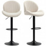 Barstol i Beige Chenille Stoppad, justerbar höjd, 360° rotation
