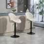 Barstol i Beige Chenille Stoppad, justerbar höjd, 360° rotation