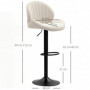 Barstol i Beige Chenille Stoppad, justerbar höjd, 360° rotation
