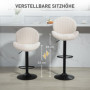 Barstol i Beige Chenille Stoppad, justerbar höjd, 360° rotation