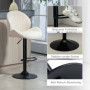 Barstol i Beige Chenille Stoppad, justerbar höjd, 360° rotation