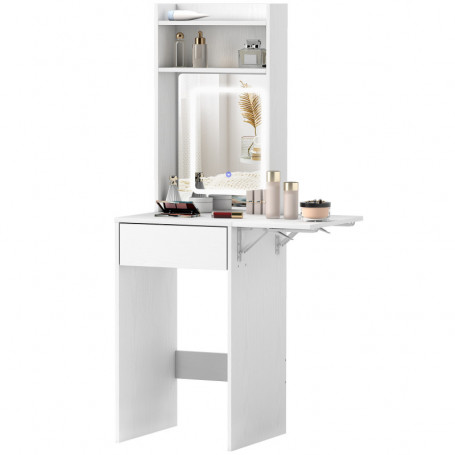 Kompakt Sminkbord med LED-spegel och Förvaring – 45 x 45 x 152 cm