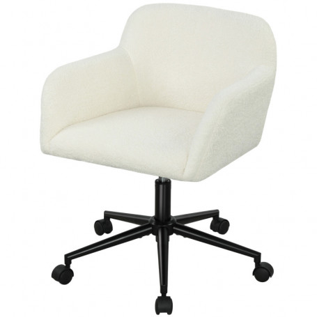 Kontorsfåtölj Teddy Fleece Krämvit Ergonomisk – Justerbar Höjd 44–54 cm