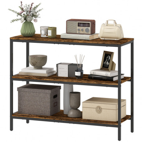 Konsolbord i Industriell Stil med 3 Hyllplan Vintage Brun 101 x 35 x 80 cm