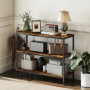 Konsolbord i Industriell Stil med 3 Hyllplan Vintage Brun 101 x 35 x 80 cm