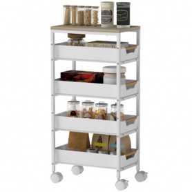 Köksvagn med 5 Utdragslådor och Hjul – Smal Design 39,5 x 24 x 82 cm