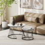 Runt Soffbordsset i 2 Delar med Marmorlook Vit / Svart Stapelbar Design