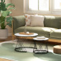 Runt Soffbordsset i 2 Delar med Marmorlook Vit / Svart Stapelbar Design