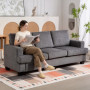 Soffa 3-sits med Chenilletyg och Tjocka Dynor – 213 x 82 x 90 cm Grå
