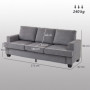 Soffa 3-sits med Chenilletyg och Tjocka Dynor – 213 x 82 x 90 cm Grå