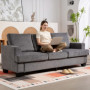 Soffa 3-sits med Chenilletyg och Tjocka Dynor – 213 x 82 x 90 cm Grå
