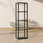 2-i-1 Golvlampa med Integrerad Glas­hyllor i 4 nivåer, Svart – 45 x 29 x 157 cm