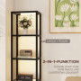 2-i-1 Golvlampa med Integrerad Glas­hyllor i 4 nivåer, Svart – 45 x 29 x 157 cm