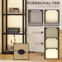 2-i-1 Golvlampa med Integrerad Glas­hyllor i 4 nivåer, Svart – 45 x 29 x 157 cm
