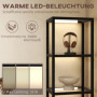 2-i-1 Golvlampa med Integrerad Glas­hyllor i 4 nivåer, Svart – 45 x 29 x 157 cm