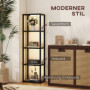 2-i-1 Golvlampa med Integrerad Glas­hyllor i 4 nivåer, Svart – 45 x 29 x 157 cm
