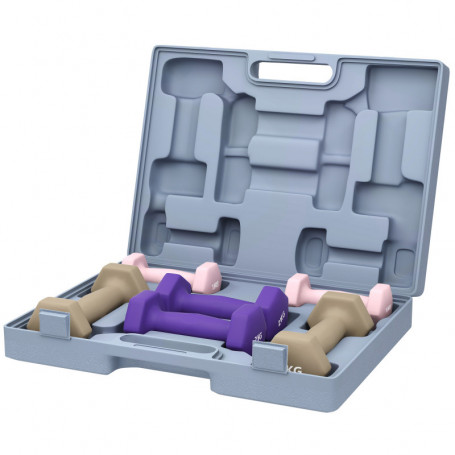 Hantelset med bärväska – 6 färgkodade hexhantlar 1/2/3 kg (2×1, 2×2...