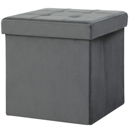 Hopfällbar Förvaringspall i Sammet – 38 x 38 x 38 cm, 37,6 L