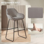 Barstol 2-Pack Sammet med Armstöd och Metallben Grå – Sitthöjd 70 cm