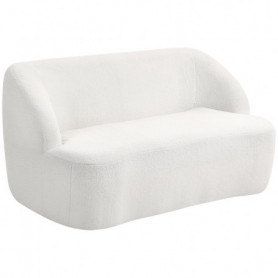Modern 2-sits Soffa med Fleeceöverdrag och Rundad Design Vit 142 x ...