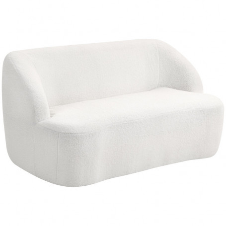 Modern 2-sits Soffa med Fleeceöverdrag och Rundad Design Vit 142 x 85 x 73,5 cm