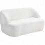 Modern 2-sits Soffa med Fleeceöverdrag och Rundad Design Vit 142 x 85 x 73,5 cm