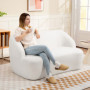 Modern 2-sits Soffa med Fleeceöverdrag och Rundad Design Vit 142 x 85 x 73,5 cm