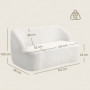 Modern 2-sits Soffa med Fleeceöverdrag och Rundad Design Vit 142 x ...