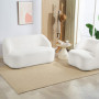 Modern 2-sits Soffa med Fleeceöverdrag och Rundad Design Vit 142 x 85 x 73,5 cm