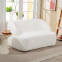 Modern 2-sits Soffa med Fleeceöverdrag och Rundad Design Vit 142 x 85 x 73,5 cm