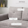 Bäddsoffa 3-sits med Schäslong och Förvaring Grå Linnelook