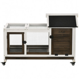 Smådjursbur med Hjul, 108 x 58 x 73,5 cm, Brun