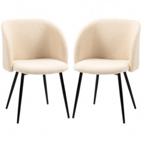 Matstolar i Vit Lammullslook – 2-pack, Ergonomisk Design & Svarta S...