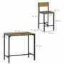 Barset 3-delat – Bord & 2 Stolar Vintage Brun / Svart 89 x 45 x 87 cm