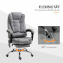 Ergonomisk Kontorsstol med Massage, Fotstöd, Vintage Grå Läder