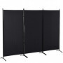Rumsavdelare Skärmvägg  3 Paneler – Metallram & Vikbar Design 253 x 50 x 182 cm Svart